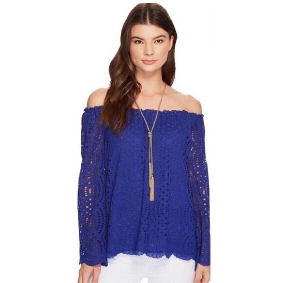 Lilly Pulitzer Le Marble Lace Top in True Blue Size XS - Picture 1 of 8